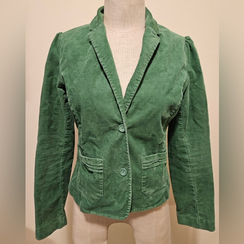Y2K Old Navy Kelly Green Corduroy Button Up Jacket - Size Medium